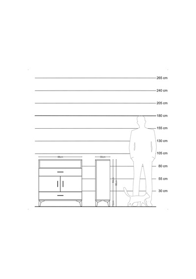 Arges Şifonyer 3 Raflı 2 Çekmeceli 2 Kapaklı 88x30x96 Antrasit-çam Antrasit