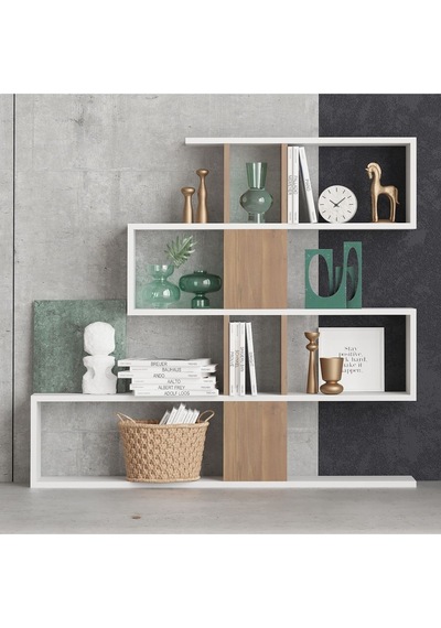 Decormet Karlin Kitaplık Beyaz/ceviz Beyaz - Ceviz