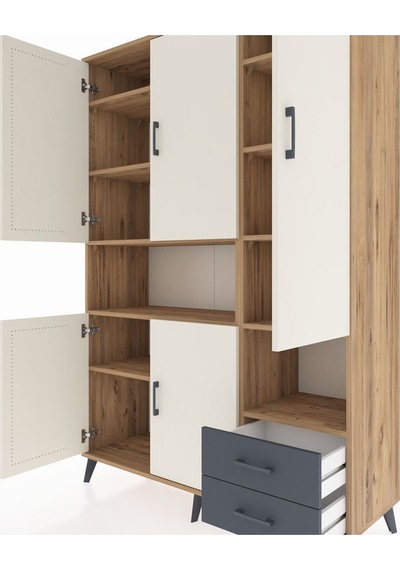Hyperion Dolap 10 Raflı 2 Çekmeceli 5 Kapaklı 132x44x195 Çam-aytaşı/antrasit Aytası/antrasıt Hyperion Dolap 10 Raflı 2 Çekmeceli 5 Kapaklı 132x44x195 Çam-aytaşı/antrasit Aytası/antrasıt