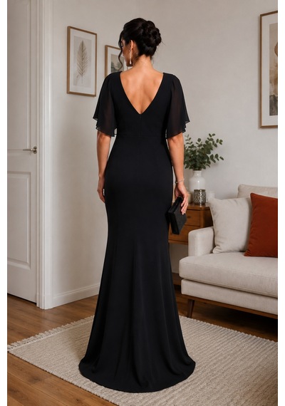 Gül&can Butik Siyah Şık Balık Form Abiye Elbise Siyah