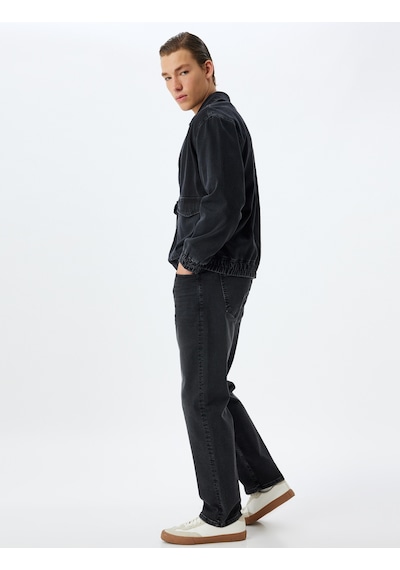 Koton Straight Fit Kot Pantolon - Mark Jean Siyah 5wam40121ıd Siyah
