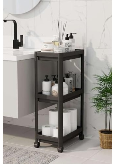 3 Katlı Tekerlekli Raf Ünitesi - Banyo & Mutfak Organizer - Çok Amaçlı Servis Sehpası - Dar Alanlar İçin Pra Çok Renkli 3 Katlı Tekerlekli Raf Ünitesi - Banyo & Mutfak Organizer - Çok Amaçlı Servis Sehpası - Dar Alanlar İçin Pra Çok Renkli