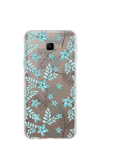 Samsung Galaxy Uyumlu J4 Core Kapak Floral Su Yeşili Tasarımlı Şeffaf Silikon Kılıf
