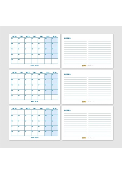 Mavi Renkli Aylık Planlama 2027 Takvim, 2027 Masa Takvimi, Blue Color Monthly Planner Calendar