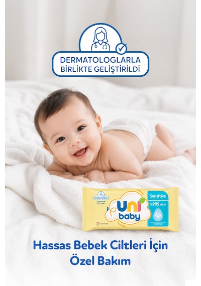 Uni Baby Sensitive Islak Bebek Mendil 12x90 1080 Yaprak 12'li Set