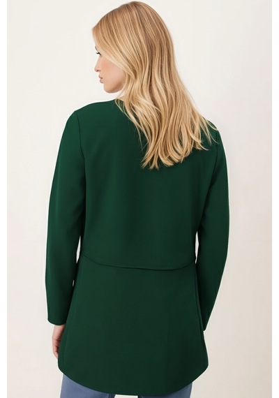Armonika Kadın Zümrüt Beli Dikişli Uzun Ceket Arm-26k001017