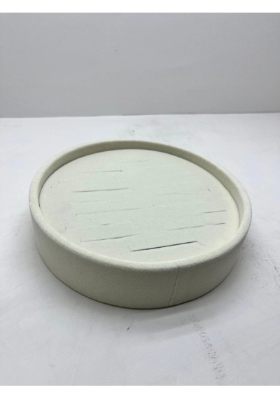 Süet Kumaş Krem Renk 20x20 Cm Yuvarlak Batırmalı Bileklik Kelepçe Tablası Krem