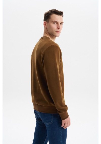 AR-MA Arma Erkek Regular Fit Örme Selanik Sweatshirt %65 Pamuk %35 Polyester, Karbon Fırçalı, Basic Bisiklet Yaka K30124699002 Kahverengi-k7