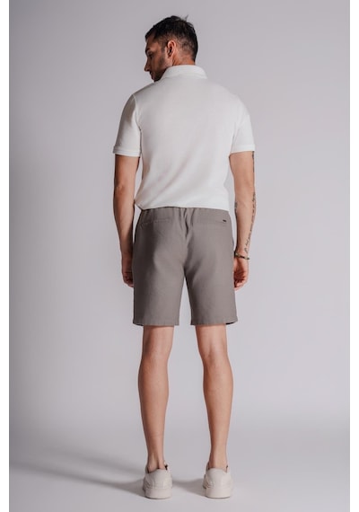 Braccas Erkek Yandan Cepli Beli Lastikli Keten Dokulu Relaxed Fit Jogger Şort Haki Haki