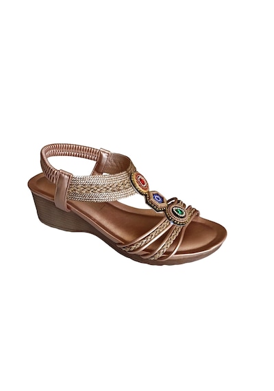 Guja 26y241-1 Kadın Taşlı Dolgu Topuklu Günlük Comfort Sandalet Bronz