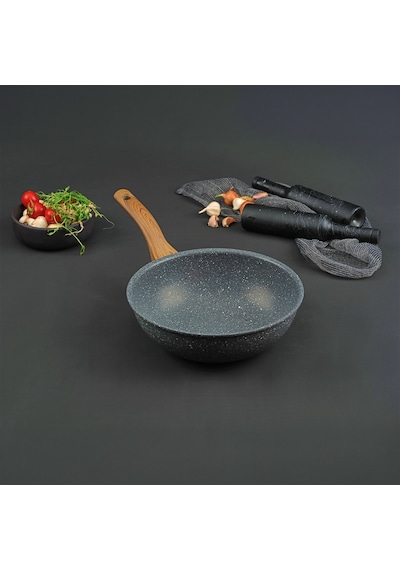 Leydi Marble Natura Granit Wok Tava 28 CM