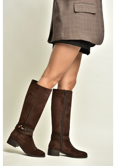 Fox Shoes Z820312802 Kahverengi Süet Kadın Çizme