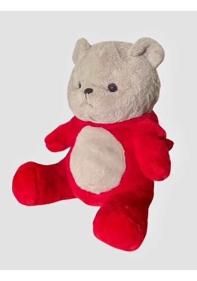 Kapşonlu Sevimli Kırmızı Ayıcık 40 Cm Sevimli Konforlu: Peluş Uyku Yastığı Ve Sarılma Arkadaşı Dekoratif Oyuncak