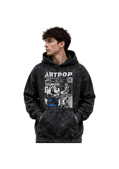 Sevbano Artpop Lady Gaga Şarkıcı Baskılı Unisex Oversize Yıkamalı Premium Siyah