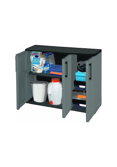 ÜÇ KAPAKLI KOYU GRİ PLASTİK BAHÇE DOLABI 102X37X84 E101/B Diğer