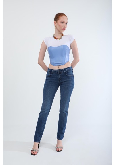 Kadın Slim Fit Likralı Lacivert Jean Pantolon Lacivert
