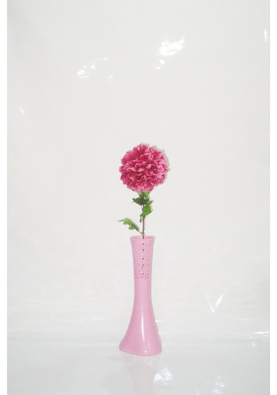 40 Cm Pembe İşlemeli Vazo Mor Ortanca