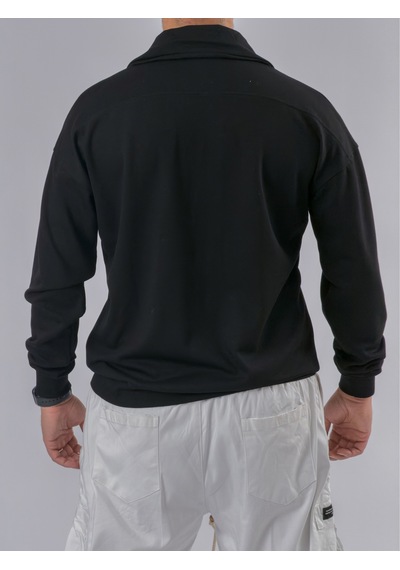 Cocopelli Fermuarlı Polo Yaka Siyah Erkek Sweatshirt Coc3521