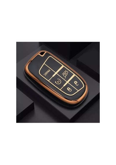Autohan Keys Lüks Egea Cross 500x 500l Uyumlu Anahtar Kılıfı, Siyah Ve Altın Renk, 5 Butonlu, N Standart