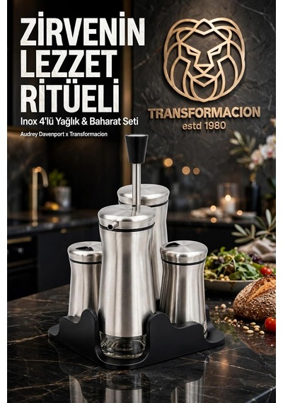 Inox 4lü Standlı Yağlık Sirkelik Tuzluk Biberlik Seti Endüstriyel Cam Salata Sosluk Takımı Paslanmaz Çelik 72348 Diğer