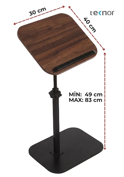 Teknor Ayarlanabilir Laptop Sehpası Mdf Tablalı Ayaklı Portatif Sehpa 30x40 Ebat Ceviz