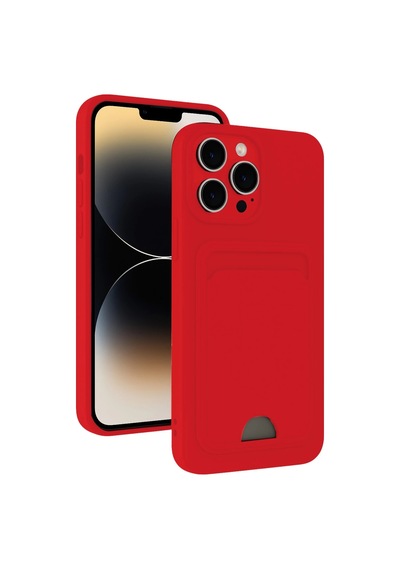 Apple Uyumlu  iPhone 13 Pro Kılıf Kelvin Kartvizitli Silikon Kırmızı