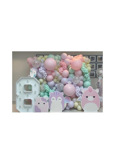 Makaron Pembe Lila Sarı Ve Yeşil Balon Zinciri 100 Adet Mix