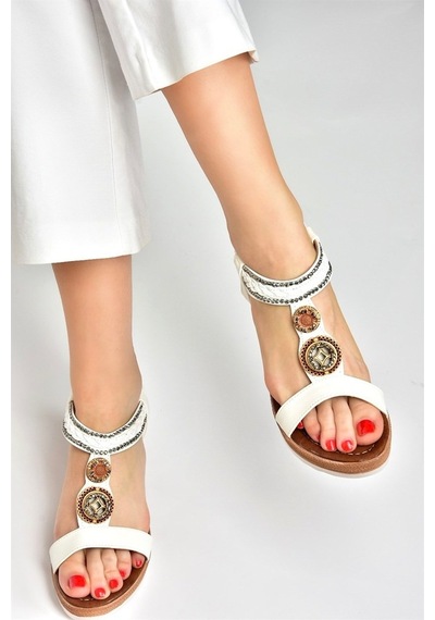 Fox Shoes Beyaz Dolgu Topuklu Kadın Sandalet M258313609