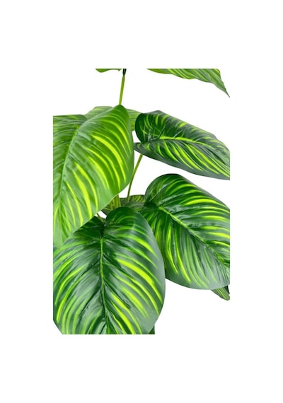 Yapay Çiçek Difenbahya Tropik Sarı Çizgili Salon Çiçeği Siyah Saksılı Yapay Bitki