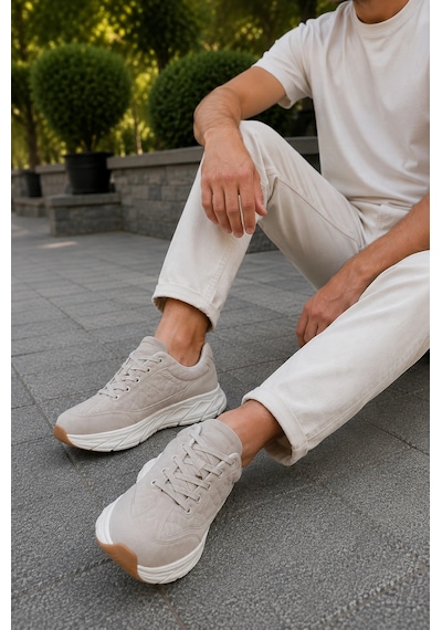 Ht Hotin Quantum Erkek Günlük Spor Ayakkabı Rahat Tabanlı Bağcıklı Hafif Casual Sneaker - Bej Ht Hotin Quantum Erkek Günlük Spor Ayakkabı Rahat Tabanlı Bağcıklı Hafif Casual Sneaker - Bej