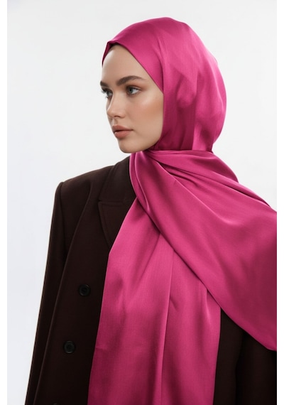 Mizalle & Yaqa Özel Saten Dokulu Pembe Şal Pembe