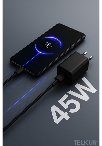 Ferro S45 Siyah 45w Usb-c Çıkışlı Süper Hızlı Şarj Adaptör Başlık - Typec & Typec 1m Kablo Seti