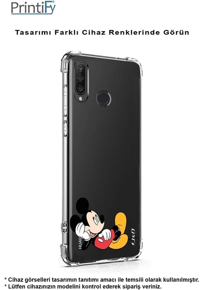 Samsung Galaxy M15 İle Uyumlu Mickey Mouse 7 Baskılı Şeffaf Köşe Korumalı Antişok Kılıf