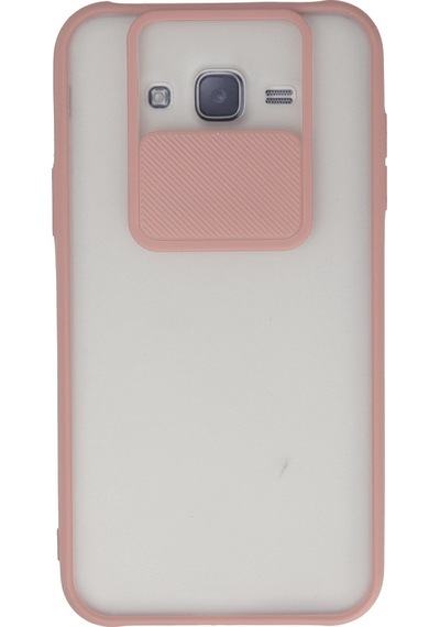 Samsung Galaxy  Uyumlu,  J7 Kılıf Palm Buzlu Kamera Sürgülü Silikon - Pembe
