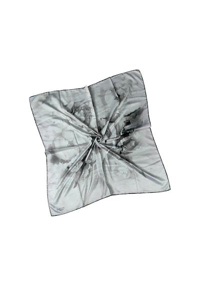 Mim Eşarp Emilya Rayon Çiçek Desenli Eşarp 90x90 Cm Beyaz - Siyah