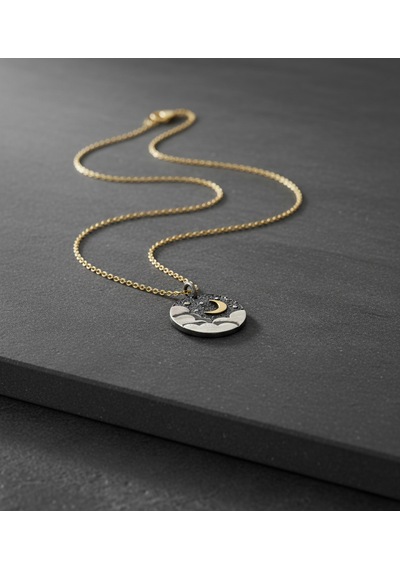 G&a Jewels - Geceye Dokunuş - 925 Ayar Oksitli Yaldız Altın Kaplama Gümüş Kolye Altın - Gümüş G&a Jewels - Geceye Dokunuş - 925 Ayar Oksitli Yaldız Altın Kaplama Gümüş Kolye Altın - Gümüş