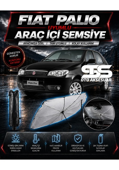 Fiat Palio Araç Ön Cam Güneşliği Katlanabilir Şemsiye Oto Güneşlik Uv Korumalı Gölgelik Araba Oto Şemsiyesi