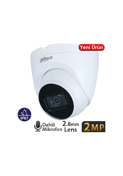 Dahua Ipc-hdw1230v-sa-0280b 2mp 2.8mm Ip67,ıvs,sd Metal Starlıte Ip Sesli Dome Kamera-30mt.