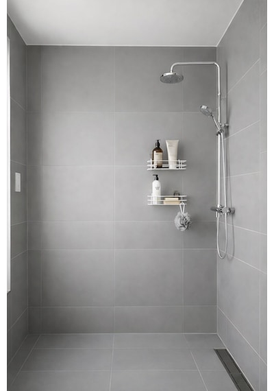 Sas Haus Tek Katlı Duş Rafı Kancalı Banyo Şampuanlık & Organizer 2 Adet Beyaz Tş-01 beyaz