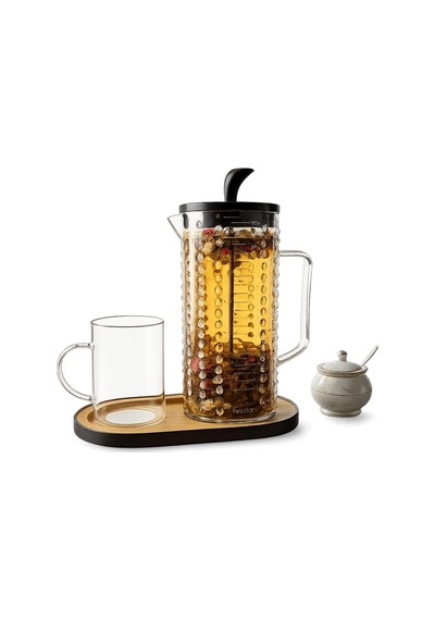 Deinhaus Boncuk Desenli Plastik French Press Hafif & Dayanıklı Çay Ve Kahve Demleme Aparatı Çok Renkli