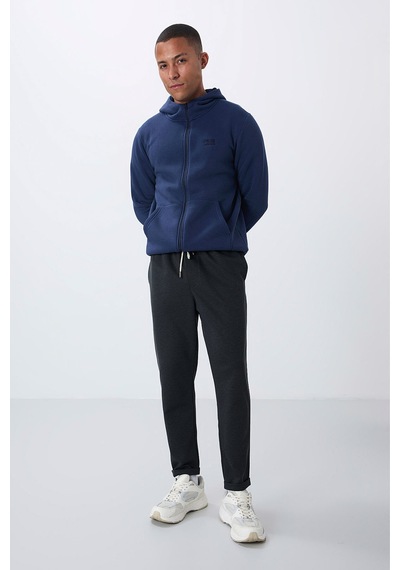 Tommy Life Koyu Gri Yüzeyi Dokulu Standart Fit Erkek Eşofman Alt - 82154