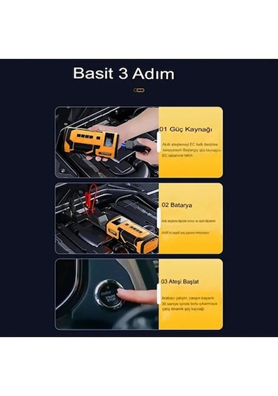 8000 Mah Taşnabilir Dijital Ekranlı Araç Akü Takviyeli,powerbank,ışıklı Oto Hava Kompresörü
