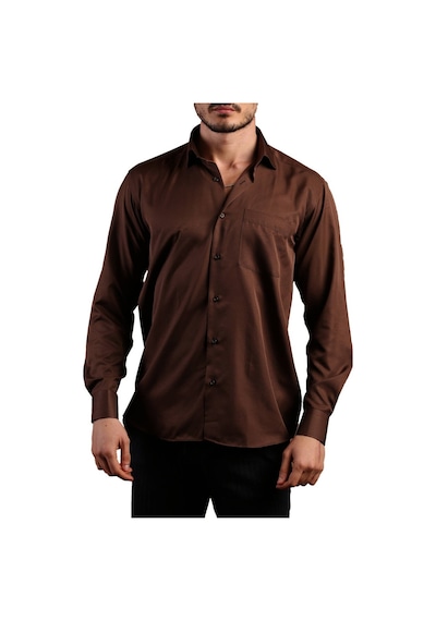 Dicotto Kahverengi Rahat Kesim Micro Kumaş Kol Düğmeli Regular Fit Erkek Gömlek - 190-11 001