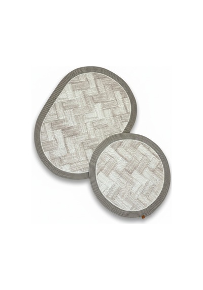 Melena Carpet Premium Kaymaz Taban Banyo Paspası Jüt Kenar Detaylı Oval Yuvarlak Set 100x60-60x60 Beyaz
