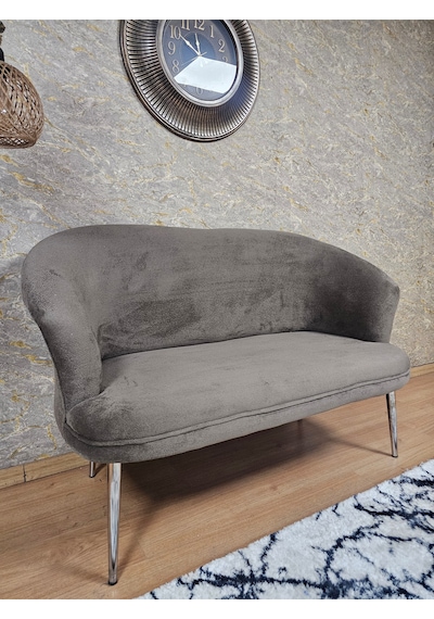 Zafir İkili Teddy Krom Kaplama Sivriltme Ayak Çay Seti Koltuk İkili Berjer , Balkon, Salon, Ofis Kahverengi