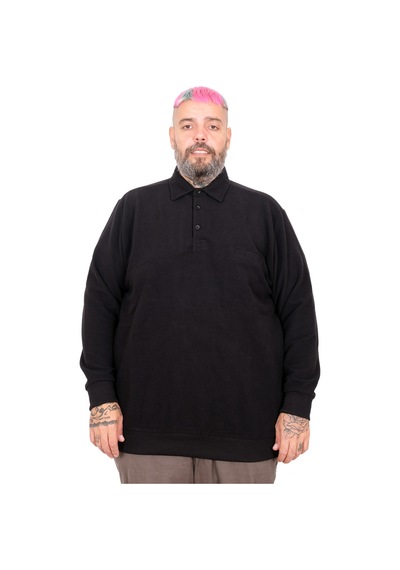 Mode Xl Büyük Beden Erkek Polo Waffle Kazak U25821 Siyah