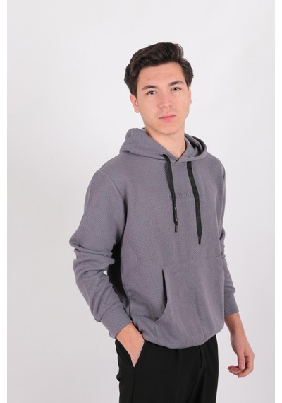 Five Pocket Fp24b2124 Erkek Kapşonlu Kanguru Cepli Sweatshirt Füme