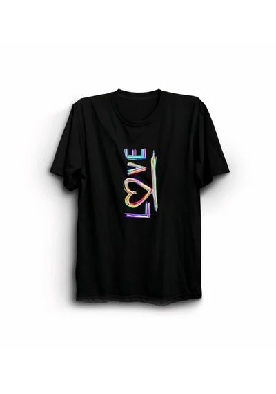 Dogutrend 14 Şubat Sevgililer Günü Love Baskılı Oversize Bisiklet Yaka T-shirt - Siyah Dogutrend 14 Şubat Sevgililer Günü Love Baskılı Oversize Bisiklet Yaka T-shirt - Siyah