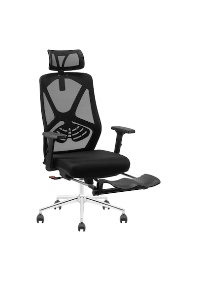 Shoyse Fileli Yönetici Koltuğu Ayak Uzatmalı Ofis Koltuğu Ergonomik Ofis Koltuğu Siyah