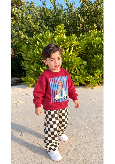 Elzo Collection Erkek Çocuk Bordo Köpek Baskılı Sweatshirt Kareli Alt 3 İplik Şardonsuz Eşofman Alt Üst Takım Çok Renkli Elzo Collection Erkek Çocuk Bordo Köpek Baskılı Sweatshirt Kareli Alt 3 İplik Şardonsuz Eşofman Alt Üst Takım Çok Renkli